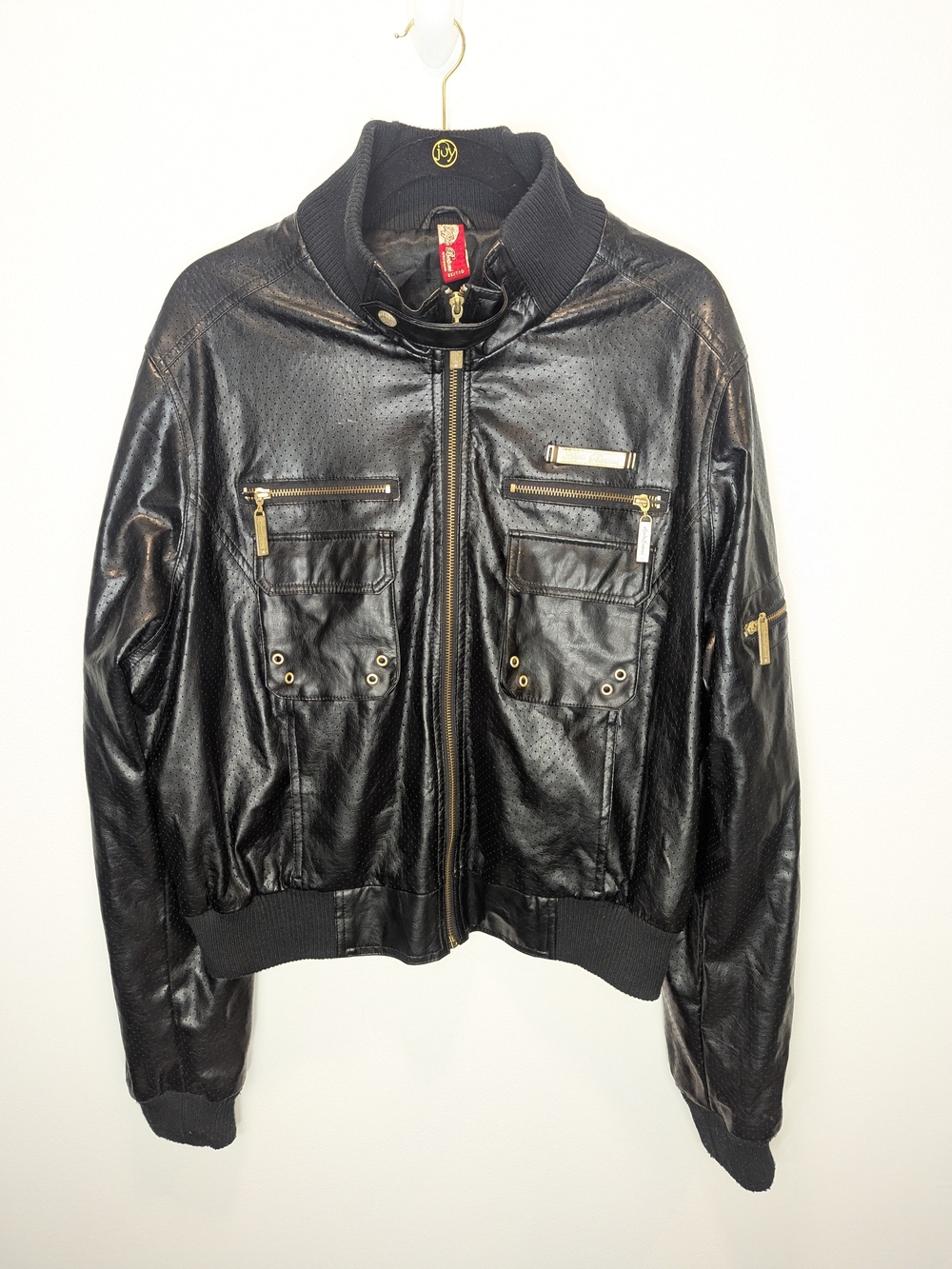 Apple Bottoms Women's Black Bomber Jacket Gold Hardware Vintage Y2K Size 2X